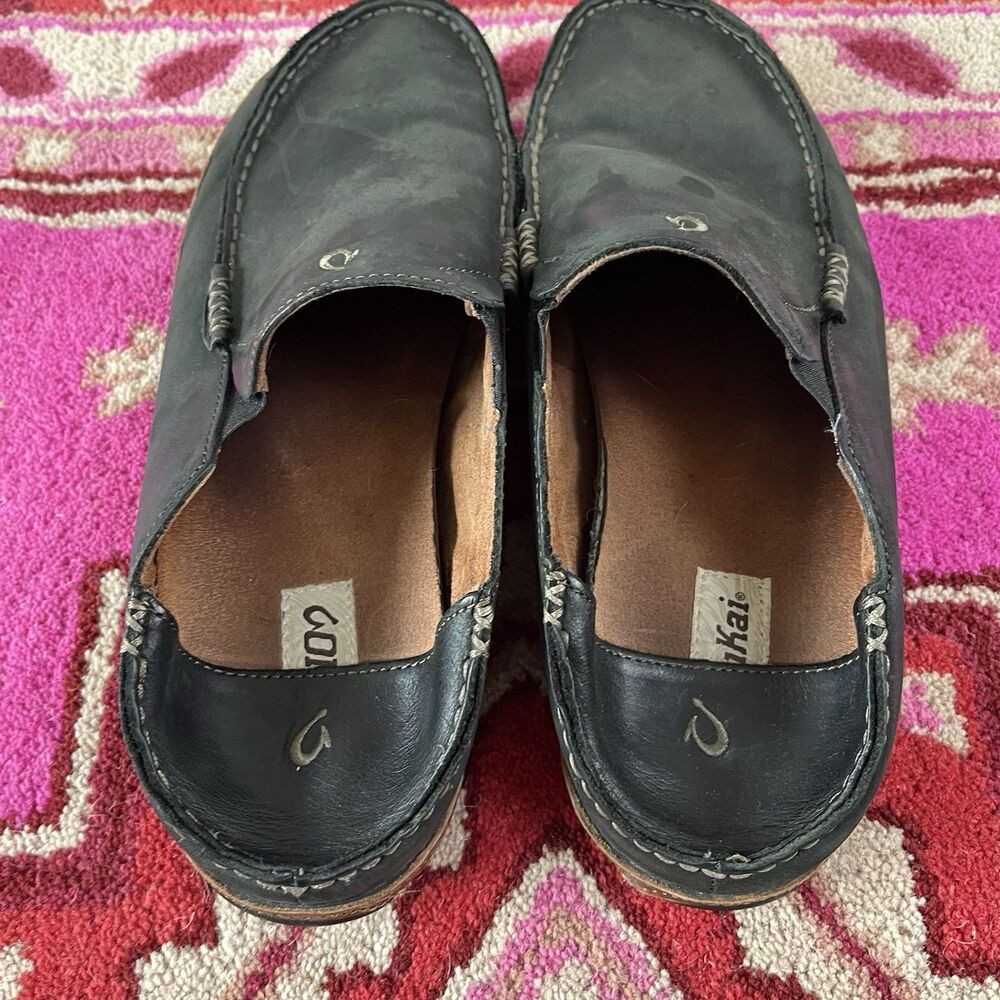 Olukai Mens Moloa Loafer US 11/44 EU Black Leather Convertible Slip-on Shoes - Picture 6 of 10